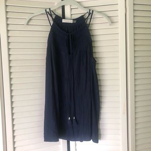 Like New Ramy Brook Navy Blue Tie Blouse